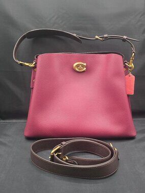 Coach Willow Shoulder Bag in Colorblock C2590 Black Cherry